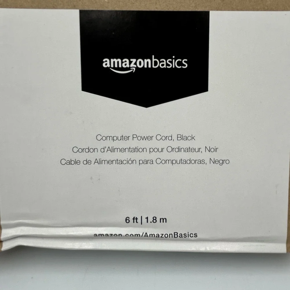 New Sealed in Box Amazon‎ Basics Computer 3-Prong Power Cord, Black 6ft / 1.8m